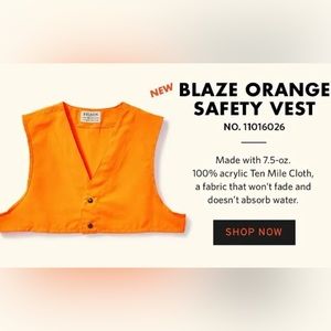 Filson Blaze Orange Safety Hunting Vest Cape ~ Mens Medium ~ USA ~ RARE ~ NWT